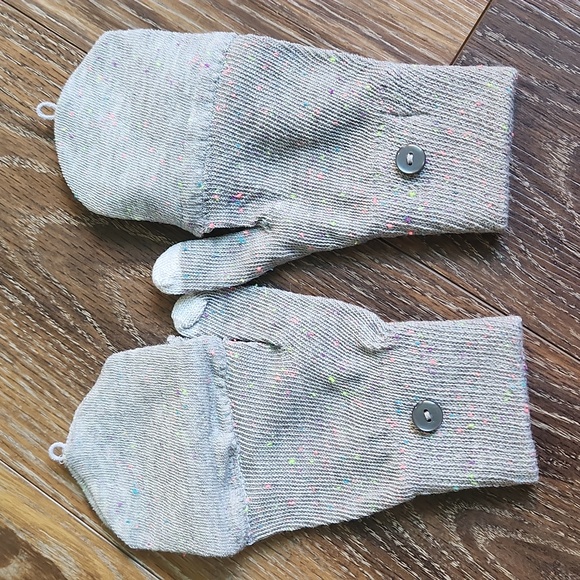NWOT Confetti SO Fingerless Gloves Mittens Gray Neon Pink Blue Lime Green Purple - Picture 5 of 12